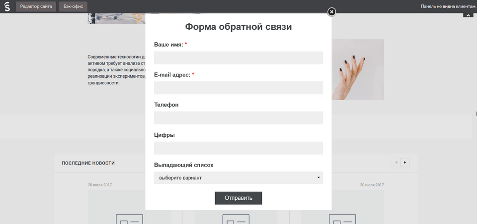 Добавление формы на сайт интернет-магазина InSales 18