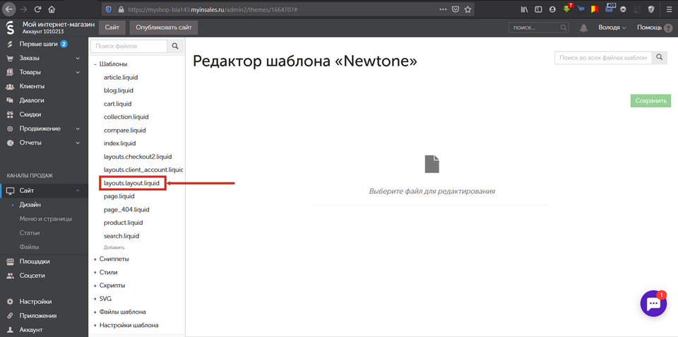 Добавление формы на сайт интернет-магазина InSales 20
